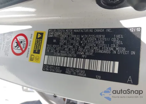 2011 Lexus Rx 350 from USA, damaged, VIN 2T2BK1BA8BC096799